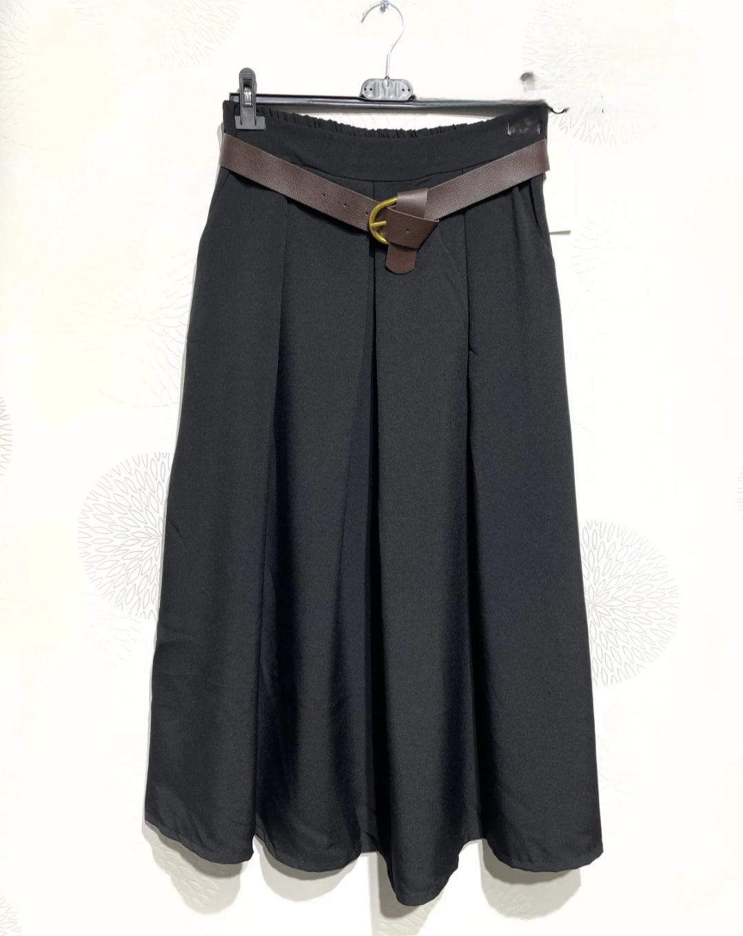 Jupe longue plissée avec ceinture - jupe trapèze