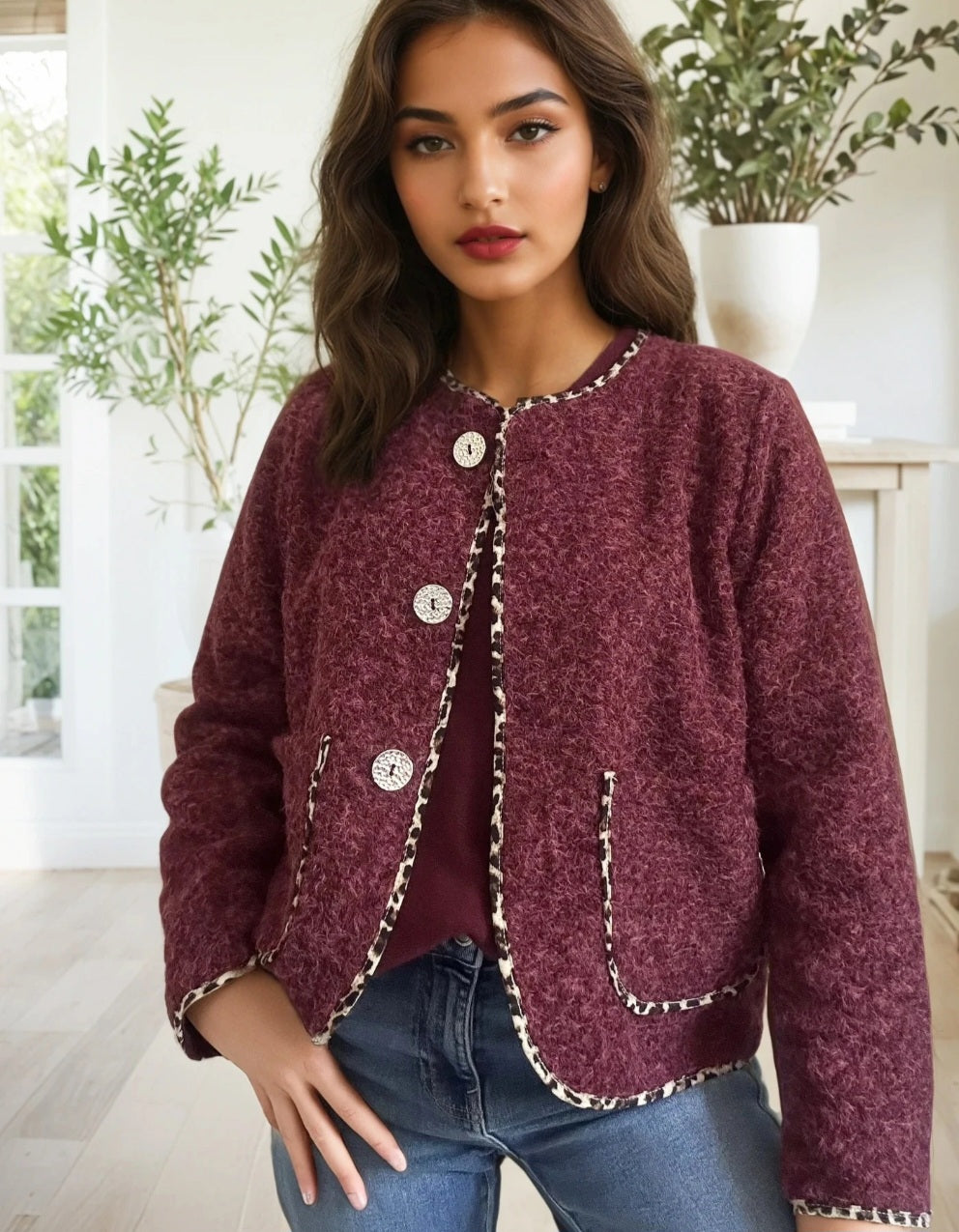 Veste boutonnée laine bouillie